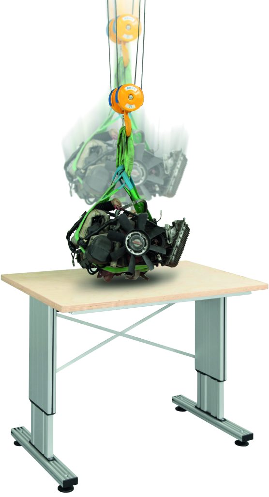 Familienzuwachs 5 Die Hubsäule Multilift II Impact verfügt über ein integriertes Dämpfungssystem, das auch schwere Lasten unterstützt.