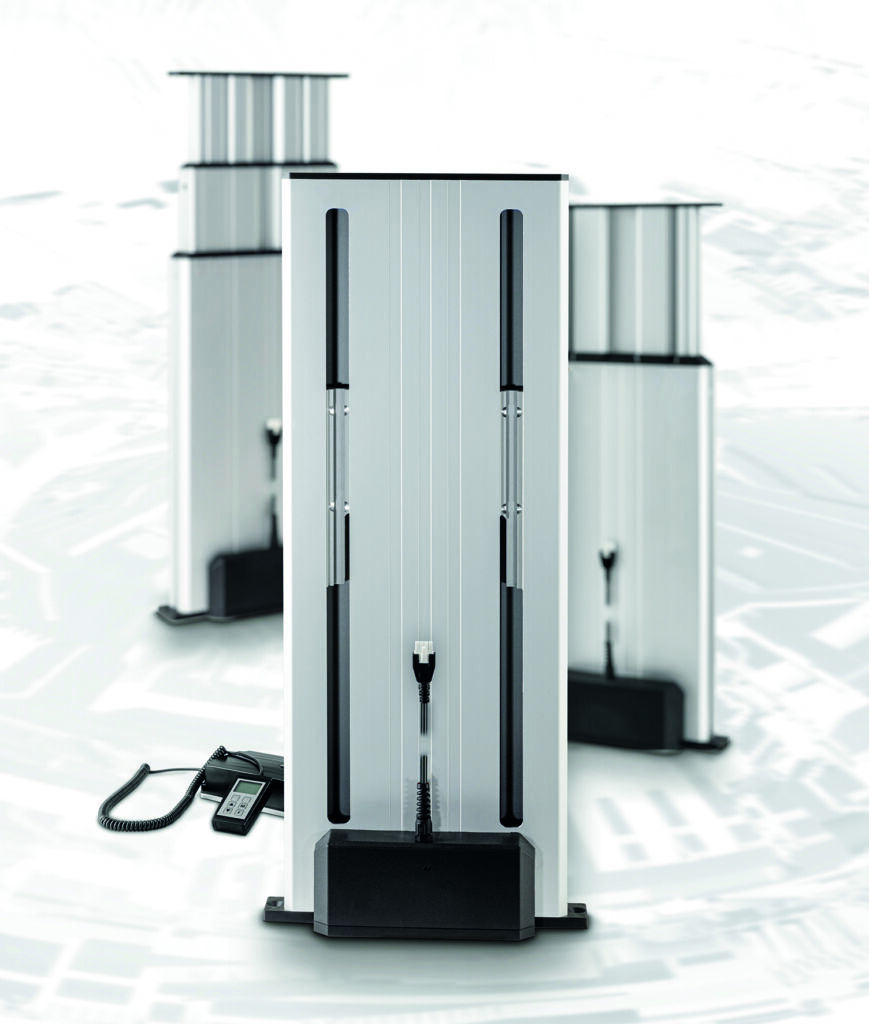 Familienzuwachs 1 Das neue Multilift-II-Modell mit innenliegendem Schlitten adressiert Anwendungen, bei denen eine vertikale Verstellbewegung auf ein festgelegtes Einbaumaß trifft.