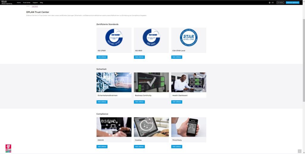 Eplan-Cloud ist ISO27001-zertifiziert 1 Trust Center
