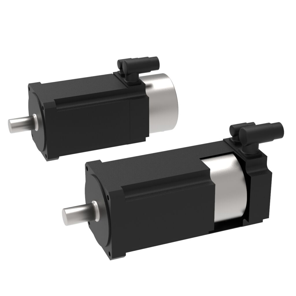 Pitch-Antriebsbremse 1 Perfekte Vielfalt:
ROBA-stop®-M Bremse mit Servomotor in verschiedenen Anbaupositionen.
Bild: mayr® Antriebstechnik