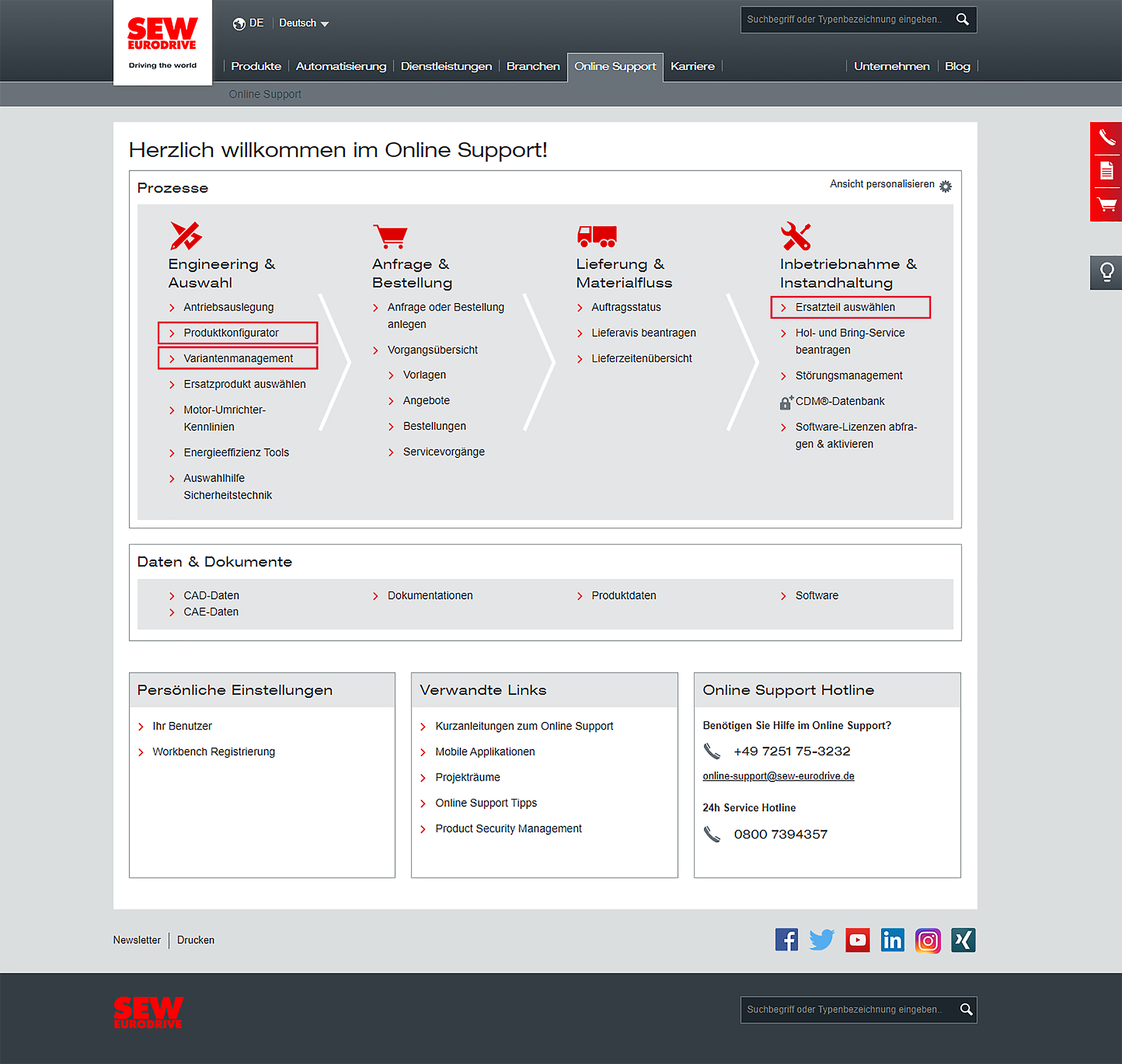 SEW bietet neue digitale Services im Online Support 2 SEW bietet neue digitale Services im Online Support
