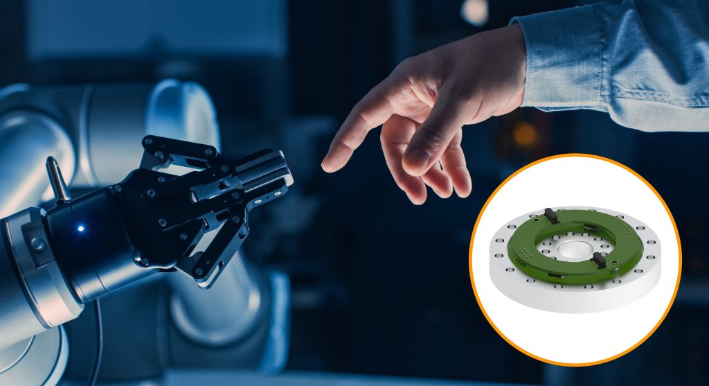 Futuristic Robot Arm Touches Human Hand in Humanity and Artificial Intelligence Unifying Gesture. Conscious Technology Meets Humanity. Concept Inspired by Michelangelo's Creation of Adam