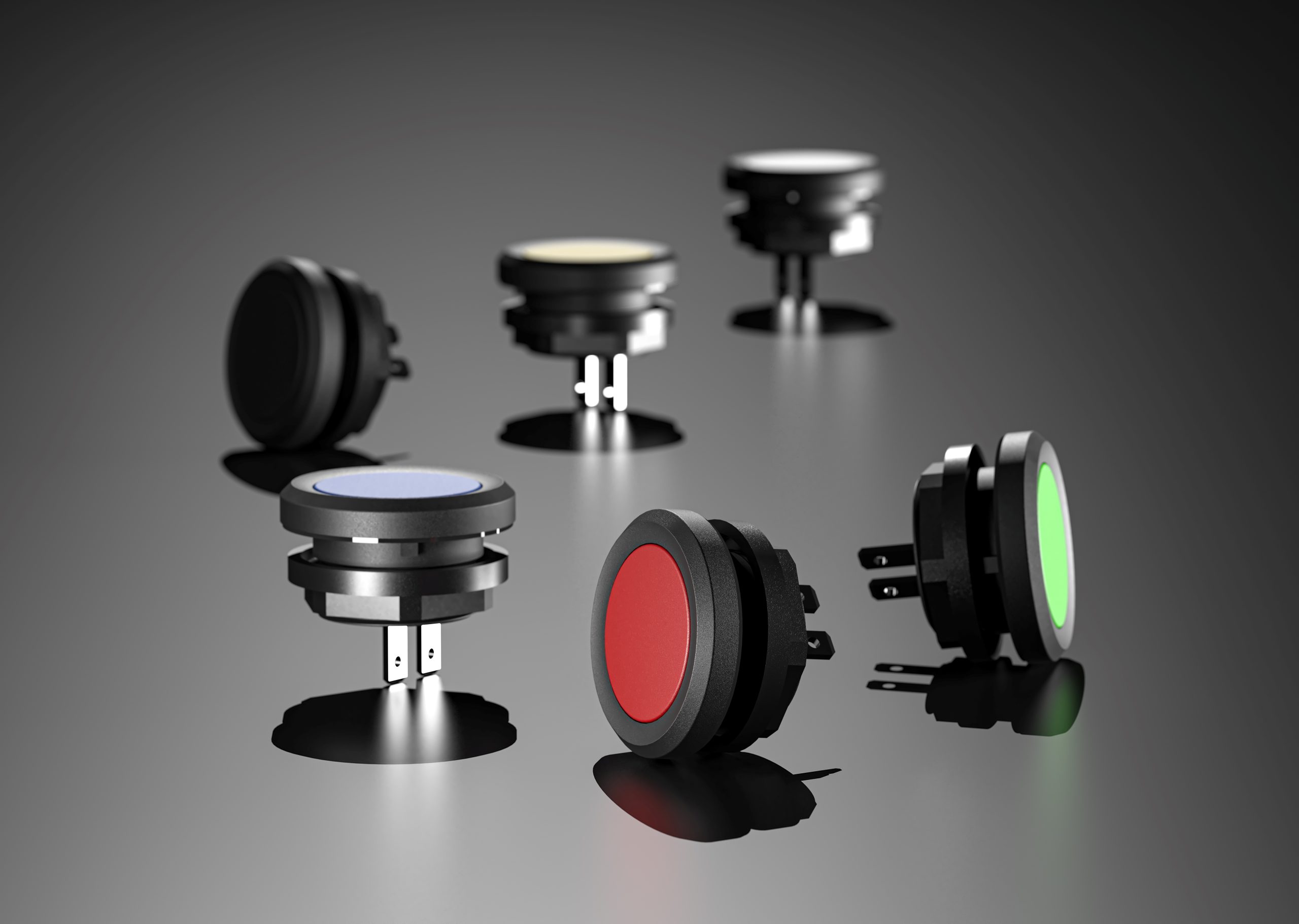 Kleine Drucktaste mit Flachsteckanschluss