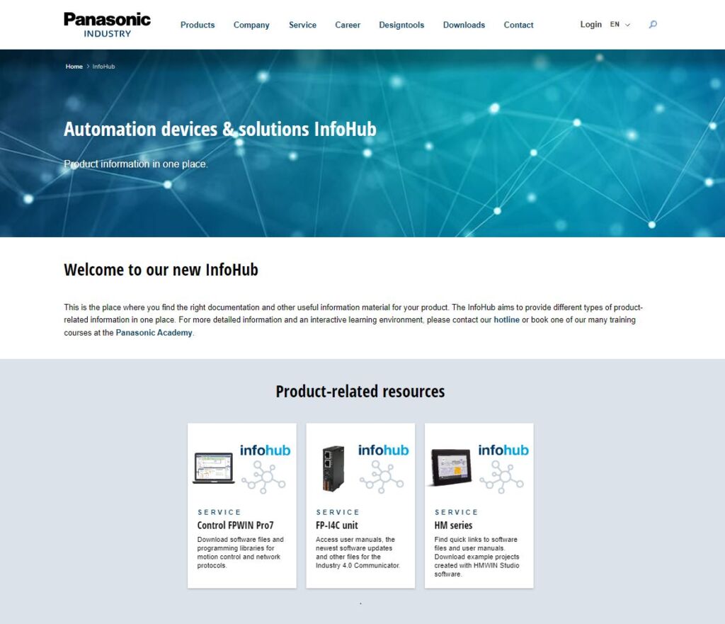 Panasonic: Neues Online-Portal für Automatisierungsprodukte 1 Panasonic Industry InfoHub