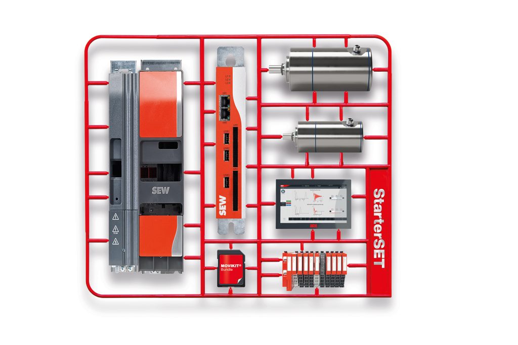 Starterset ermöglicht flexible und hygienische Abfüllprozesse 1 Modular, standardisiert und dennoch flexibel: Das Starterset entlastet Maschinenbauer mit den aufeinander abgestimmten Komponenten bei der Projektierung sowie der Umsetzung horizontaler Füll- und Verschließmaschinen. Es ist problemlos erweiterbar und lässt sich kundenindividuell konfigurieren.