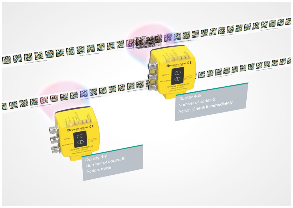 Metall-Codeleisten sorgen für verschleißfreien für Kreuzungsverkehr 2 Der Sensor erfasst immer mehrere Codes und kann selbst bei kompromittierten Bandabschnitten zuverlässige Positionsdaten ausgeben.