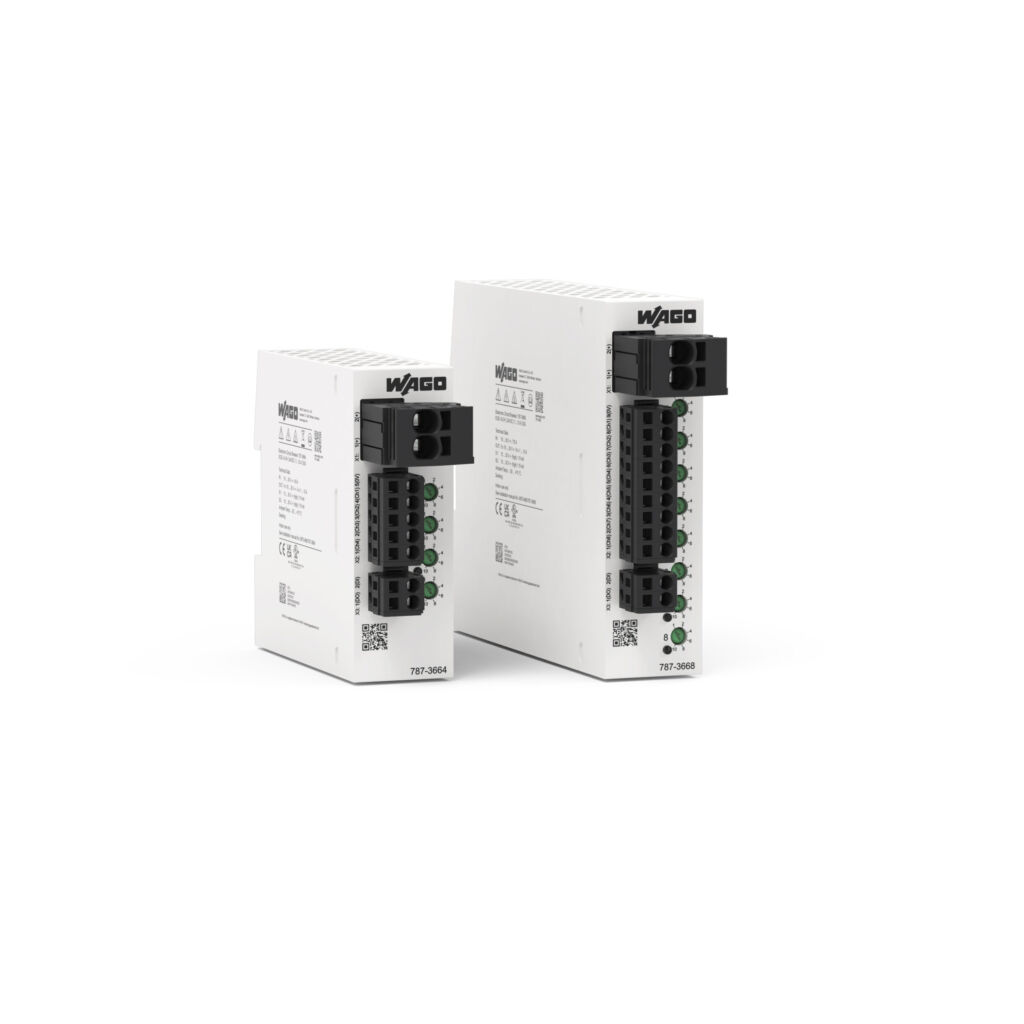 Elektronische Schutzschalter für DC 24V von Wago 1 Platzersparnis durch geringe Kanalbreite von nur 32mm für 4 bzw. 8 Kanäle.