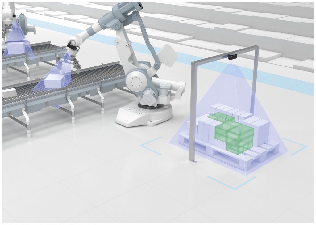 Einheitliche Vision-Plattform für 3D-Anwendungen 2 Stereo-Vision mit dem SmartRunner Explorer 3D bei der Palettierung von Paketen.