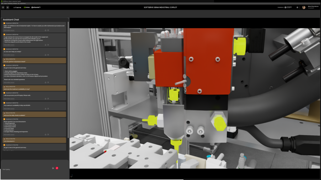 Der Co-Pilot steuert sicher durch den Datendschungel 2 Basierend auf der internen Dokumentation und Produktionsdaten beantwortet der Gen AI Industrial Copilot verfahrensbezogene Fragen und gibt Einblick in Ausstattungsmerkmale.