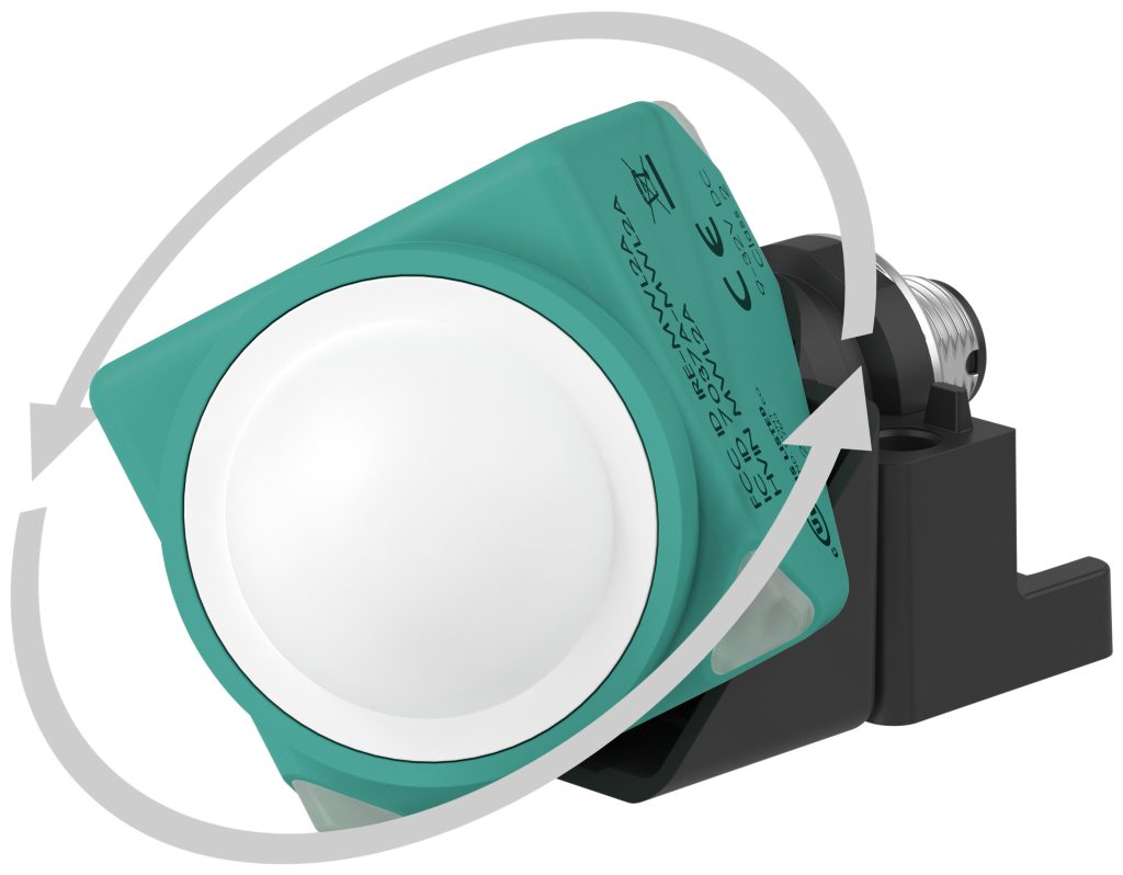 Auch unter schwierigen Umständen zuverlässig 2 Durch den dreh- und schwenkbaren Kopf lässt sich der Sensor in praktisch allen Einbausituationen leicht auf das Ziel ausrichten.