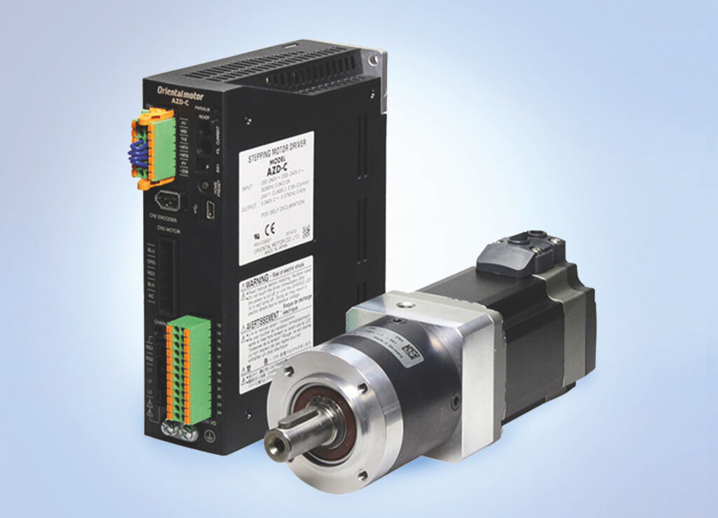 Kompakte Motoren mit hoher Positioniergenauigkeit 2 Die AZ-Antriebe von Oriental Motor gibt es auch mit leistungsstarkem PLE-Planetengetriebe von Neugart.
