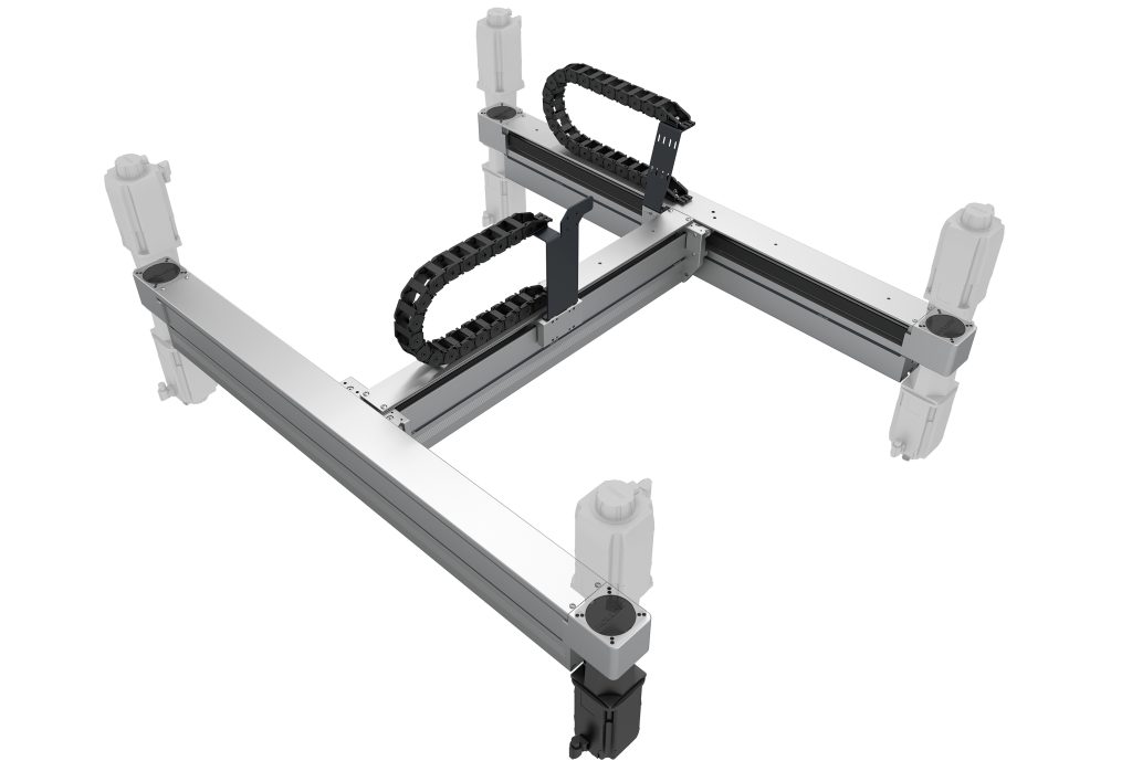 Portalsystem kombiniert Präzision und Zuverlässigkeit 1 Durch den Verzicht auf einen Motor an der Y-Achse werden die bewegten Massen reduziert.