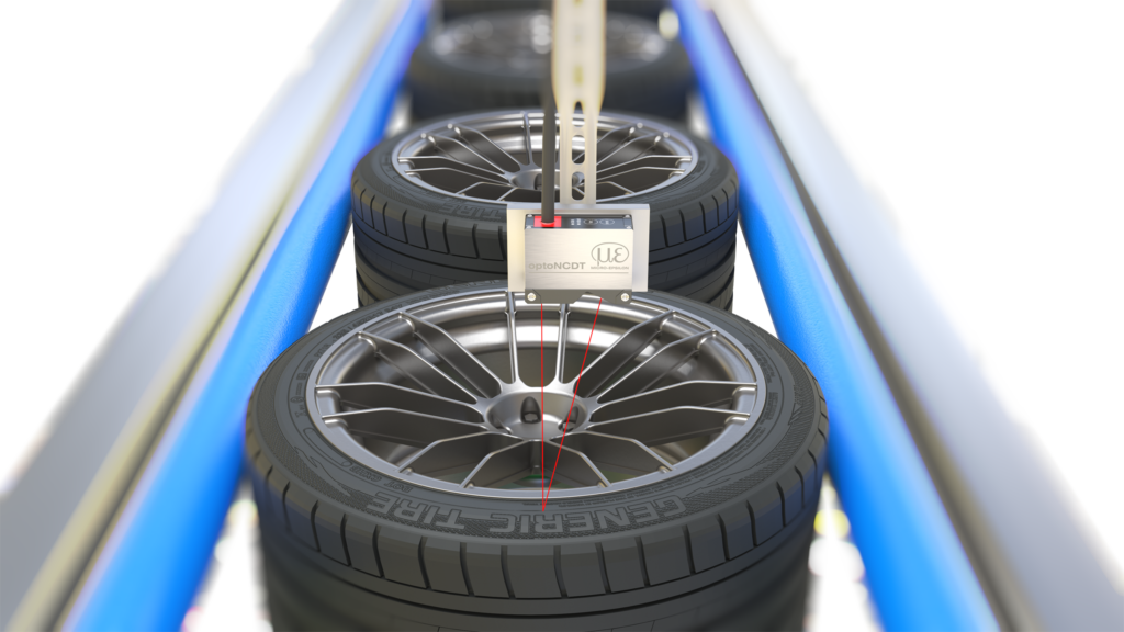 Schnelle Belichtungsregelungen 2 Die Lasersensoren optoNCDT 5500 liefern schnelle und genaue Ergebnisse, auch auf schwach reflektierenden Oberflächen wie Gummi.