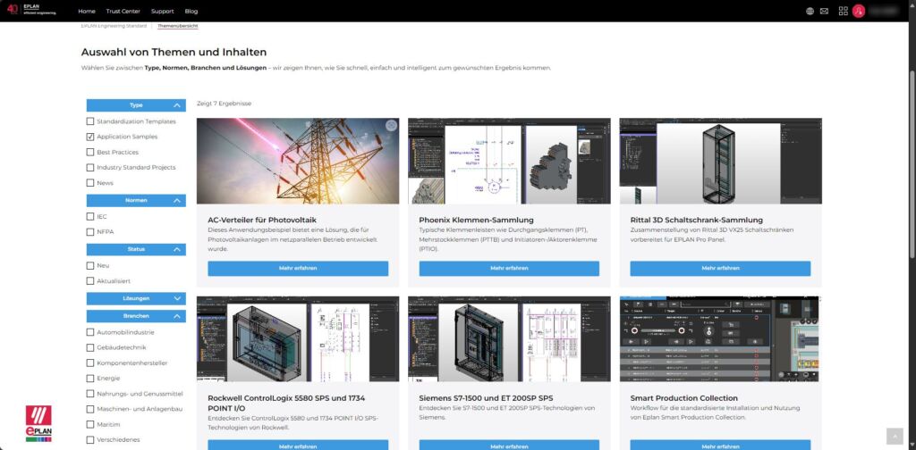 Wenn Datendurchgängigkeit den Unterschied macht 2 Eplan bietet mehr als 30 Datenpakete für Anwender, die aus Standardisierungsvorlagen, Industry
Templates und Applikationsbeispielen bestehen - basierend auf dem Eplan Engineering Standard (EES).