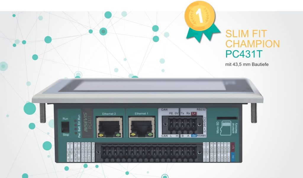 Für beengte Bauräume 1 Kompakte S7-SPS mit 4,3"-Touchpanel und integrierter Peripherie.