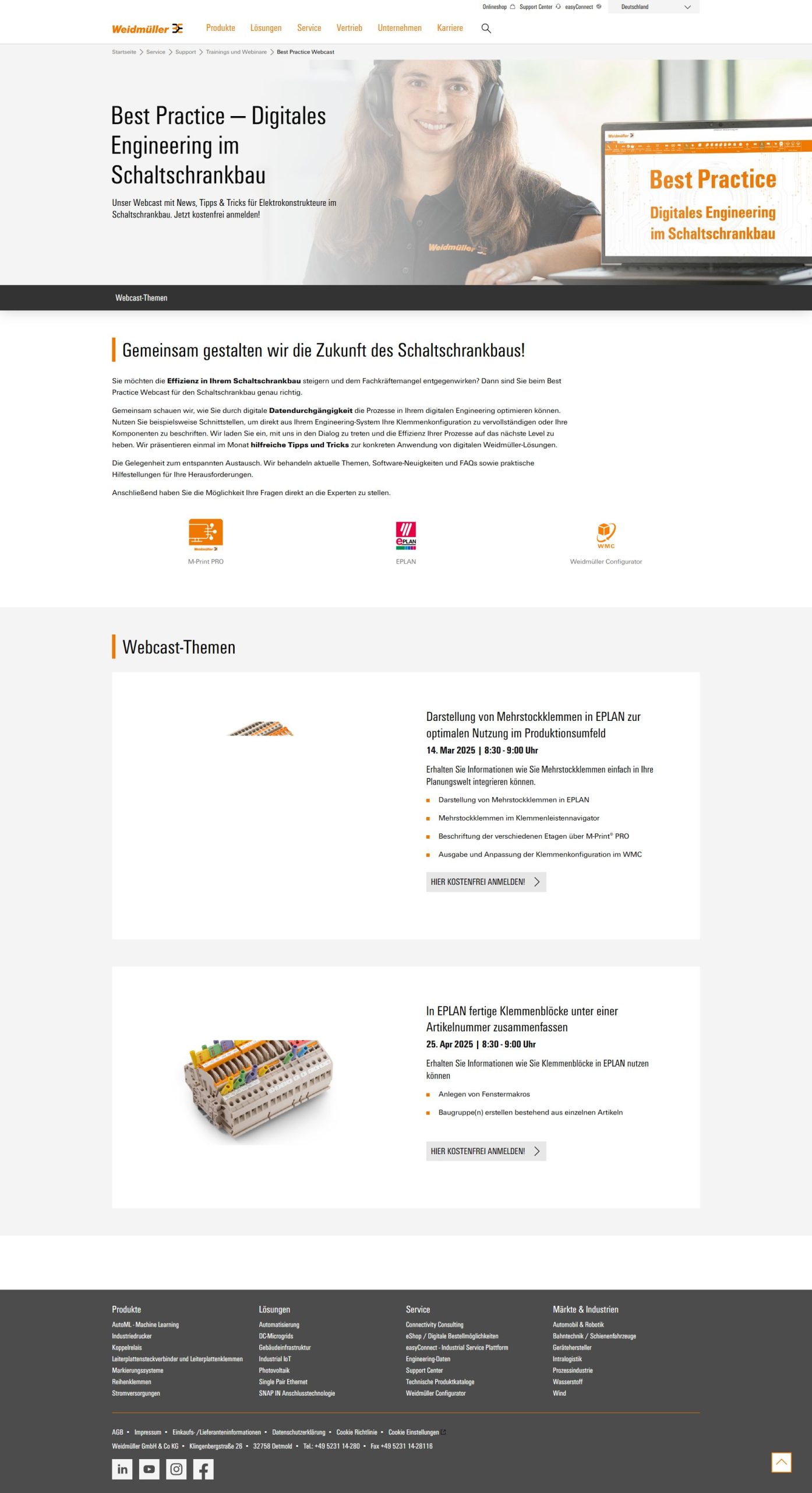 Webcast für Elektrokonstrukteure im Schaltschrankbau