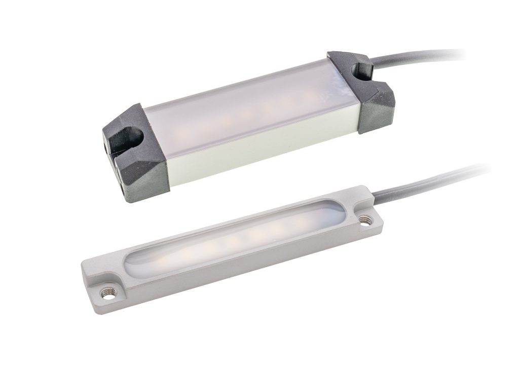 Mehr Licht, mehr Sicherheit 1 Die beiden Maschinenleuchten EM140120 und EM150203 sind gerade mal 90mm lang, wobei die EM150203 mit einer Höhe von lediglich 8mm neue Akzente unter den besonders flachen Maschinenleuchten setzt.