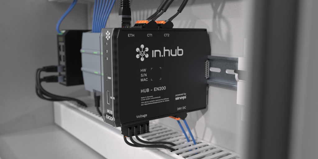 Mit Retrofit-Lösungen zur nachhaltigen Wettbewerbsfähigkeit 1 Ein im Schaltschrank installiertes
Energiemessmodul Hub-EN200.