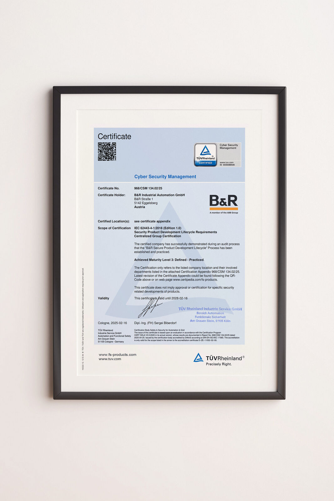 B&R-Produktentwicklung zertifiziert 10 B&R-Produktentwicklung zertifiziert