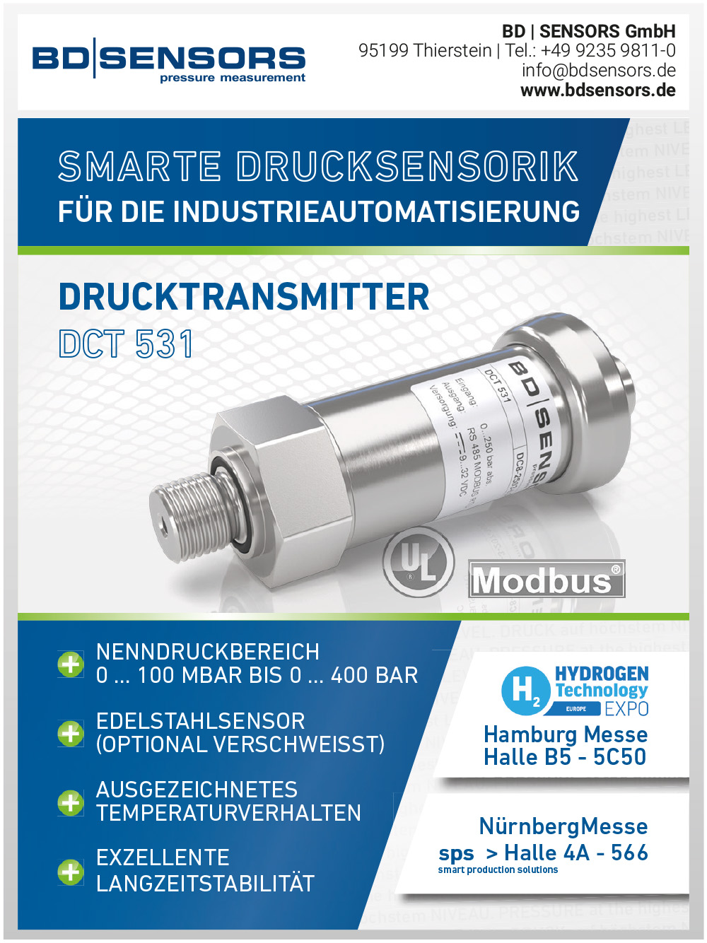 Produktübersicht - BD Sensors GmbH 4 Produktübersicht – BD Sensors GmbH