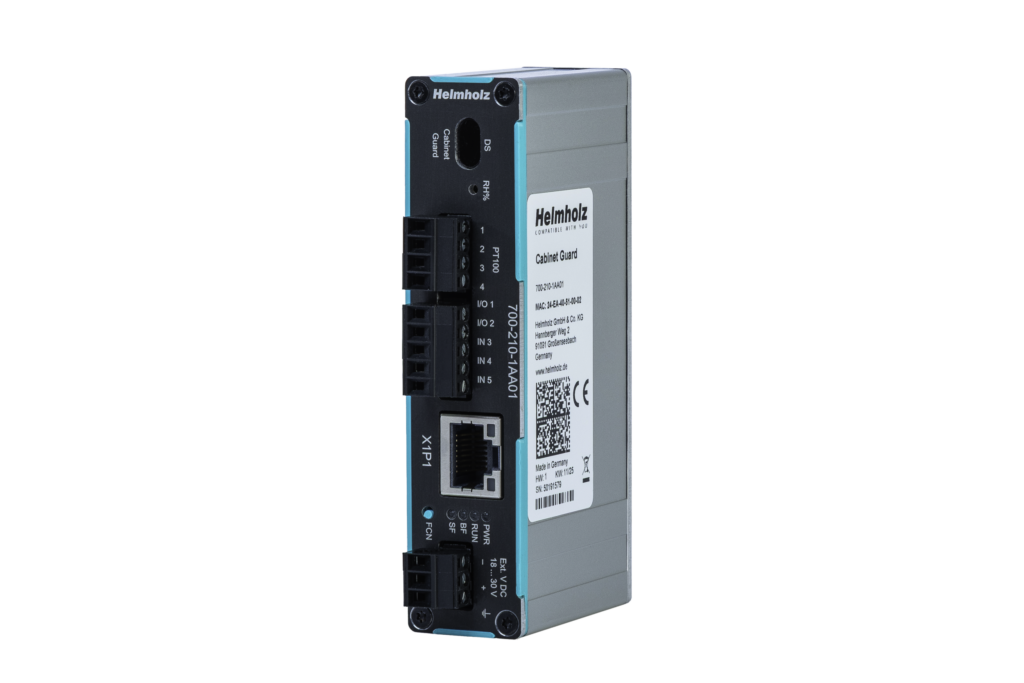 Datenerfassung und Condition Monitoring im Schaltschrank 1 Der Cabinet Guard überwacht kontinuierlich die Bedingungen im Inneren des Schaltschranks sowie dessen Tür.