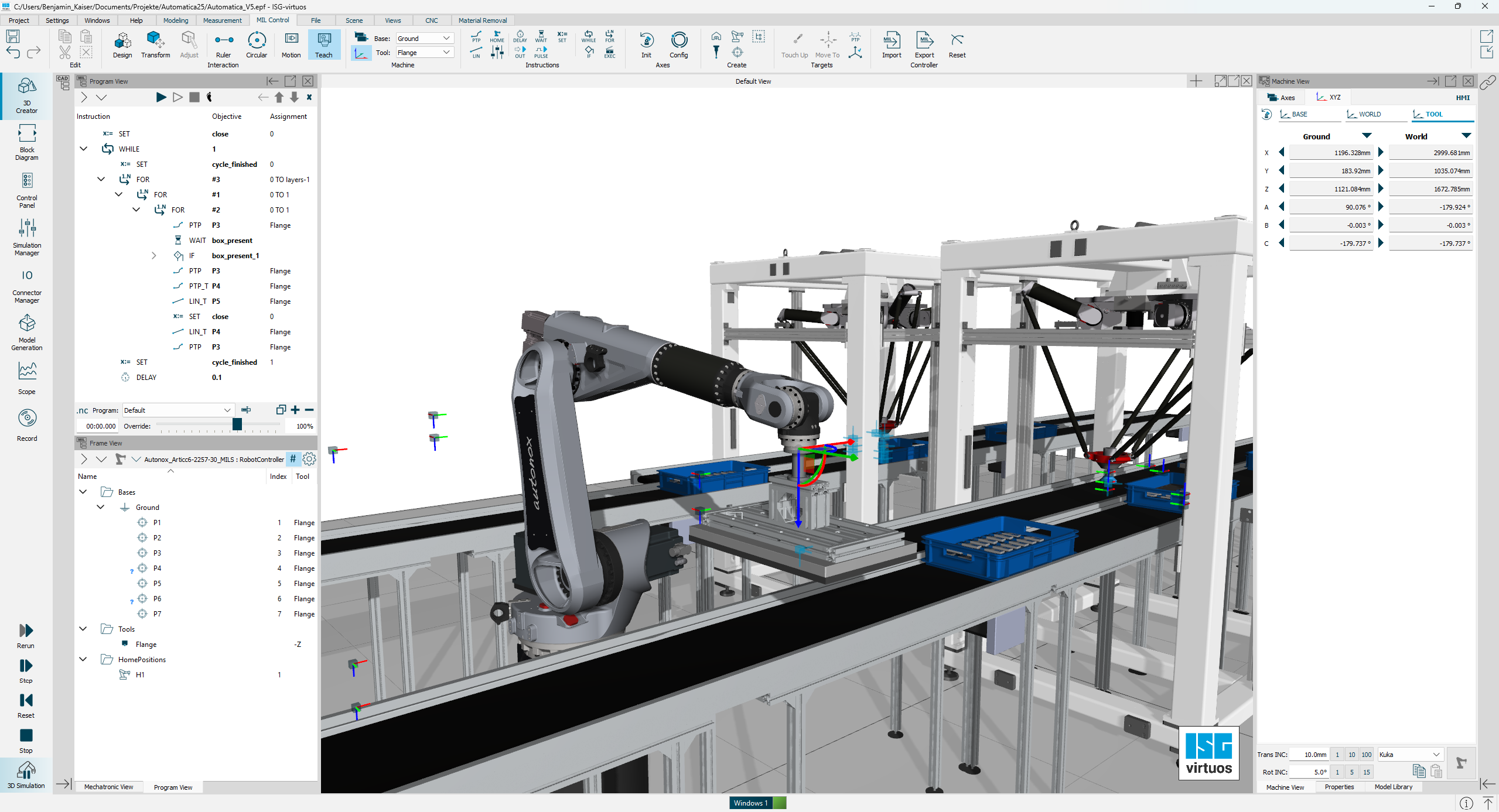 Simulation mit integrierter Steuerung