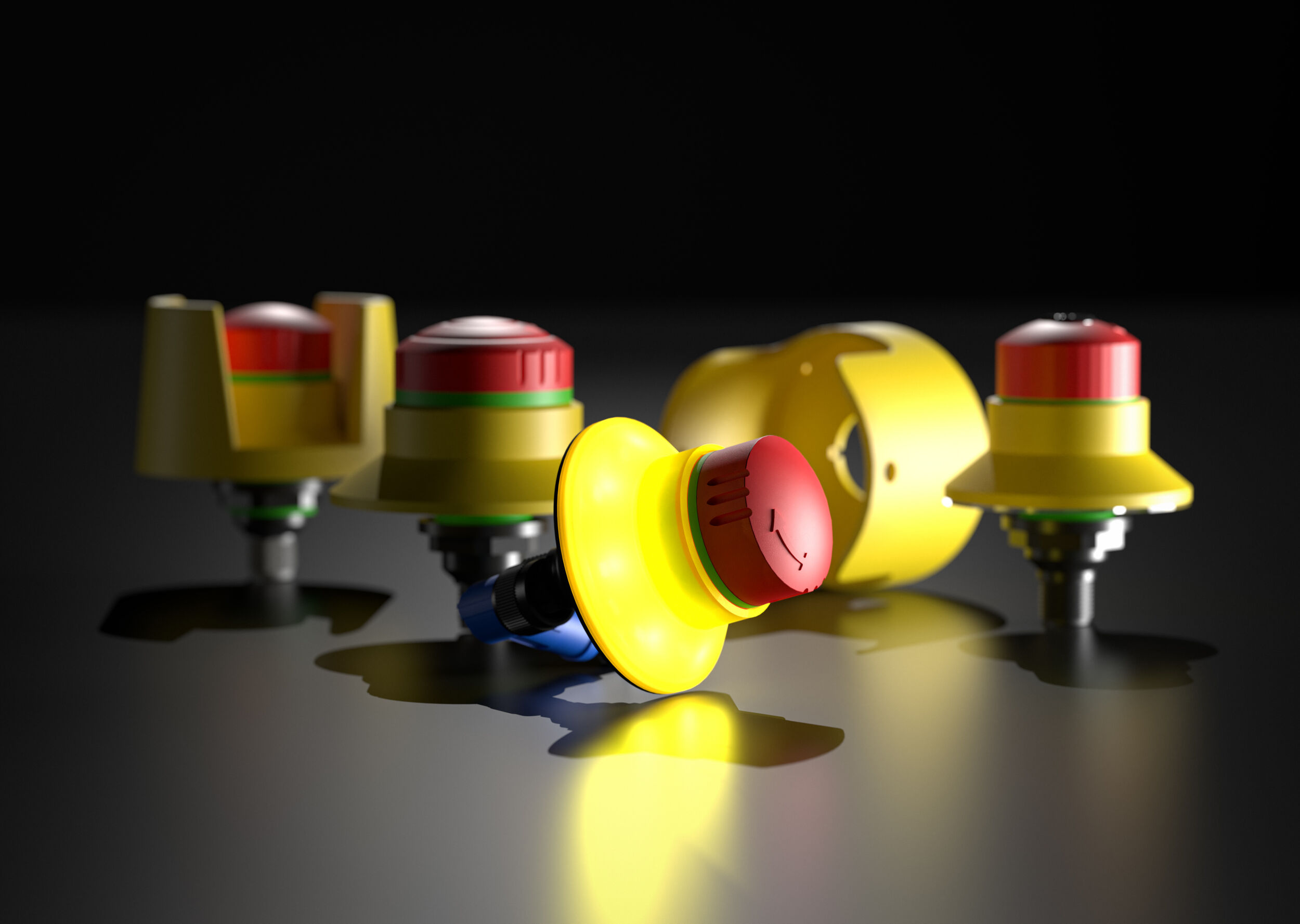 Robuste Not-Halt-Schalter mit M12-Anschluss 4 Robuste Not-Halt-Schalter mit M12-Anschluss