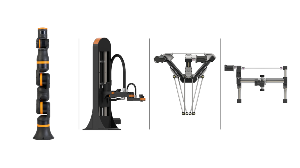 Es geht auch ohne Echtzeit 1 Für Scara-Roboter, Delta-Roboter und Cobots bietet der Motion Controller MotionA von Dübon Engineering die Möglichkeit, hochsynchrone und anspruchsvolle Bewegungen, wie komplexe Pick&Place-Bewegungen, mit wenigen Parametereinstellungen zu steuern.