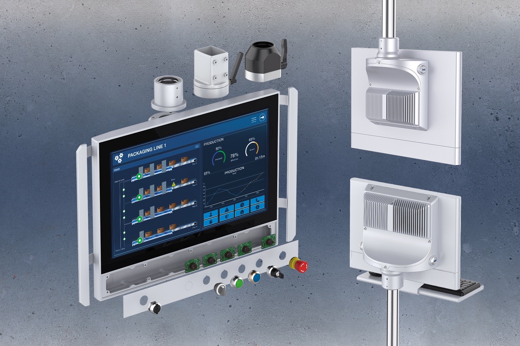 Panel-PC-Plattform bündelt HMI und Steuerung 1 Wachendorff Match Control verbindet Panel-PC mit Bedienelementen für effiziente HMI-Konzepte im Maschinen- und Anlagenbau.