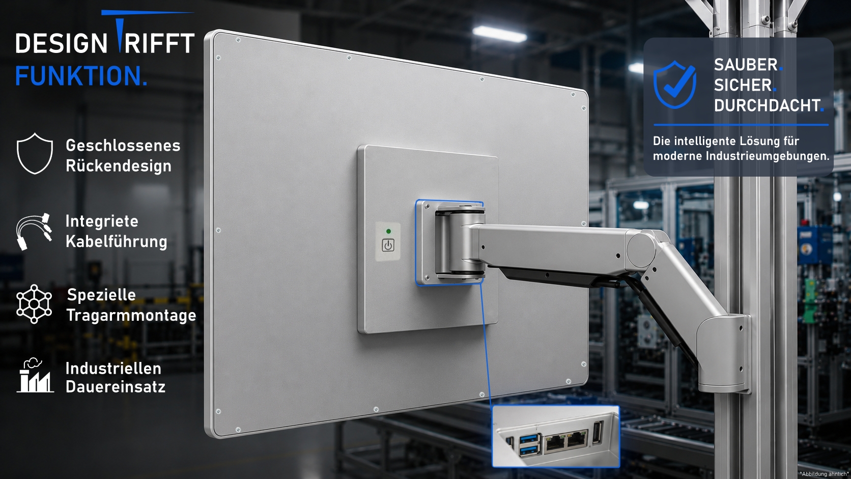 Industrie-Displays und Panel-PCs für die Tragarmmontage