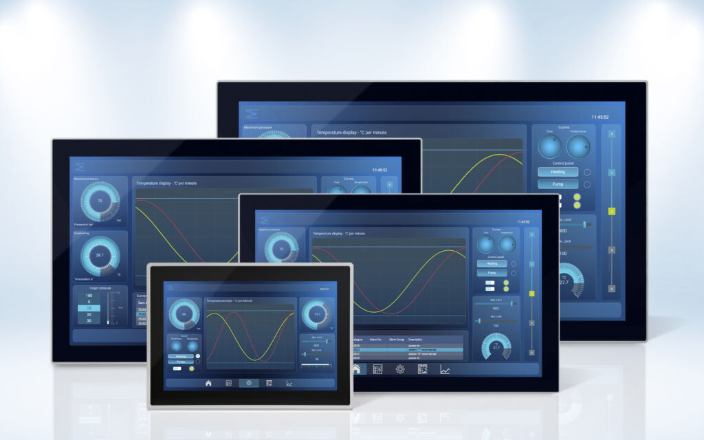 So wird Maschinenautomatisierung zukunftssicher 1 Die NewGen xx20-Panels sind als Einbau- und Tragarmvarianten von 10,1 bis 21,5“ verfügbar. Das CRA-konforme, Linux-basierte Echtzeit-Betriebssystem ist für performante HTML5-Visualisierungen ausgelegt.
