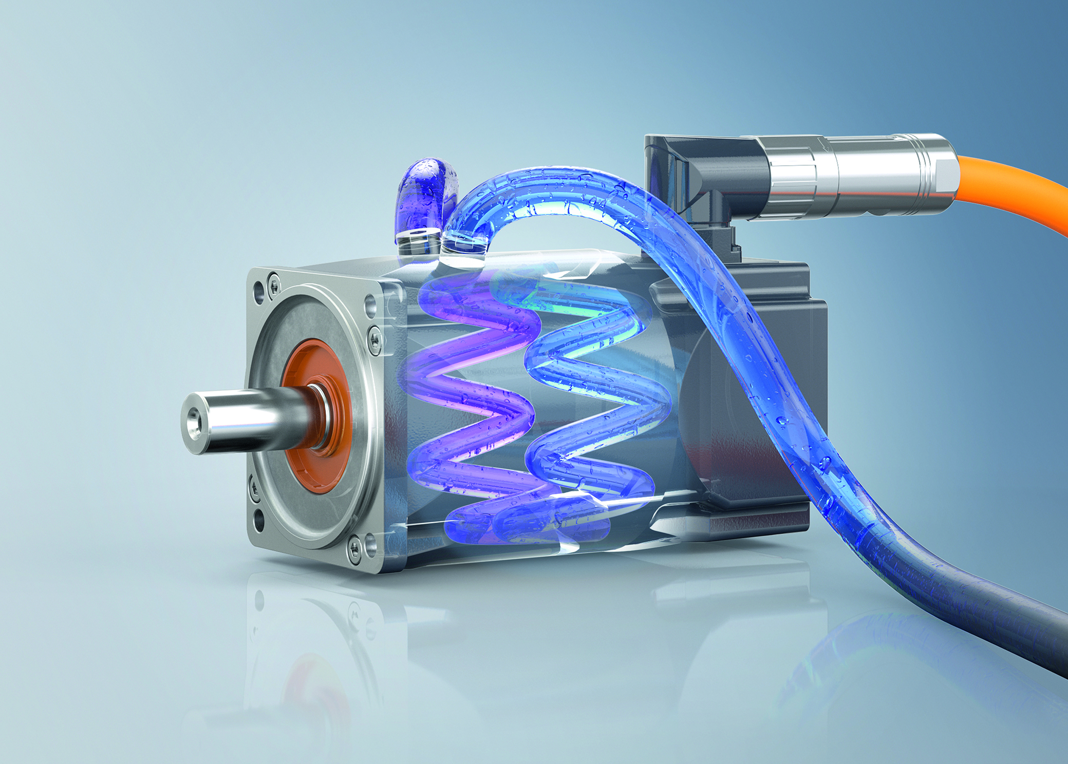 Servomotor mit Wasserkühlung