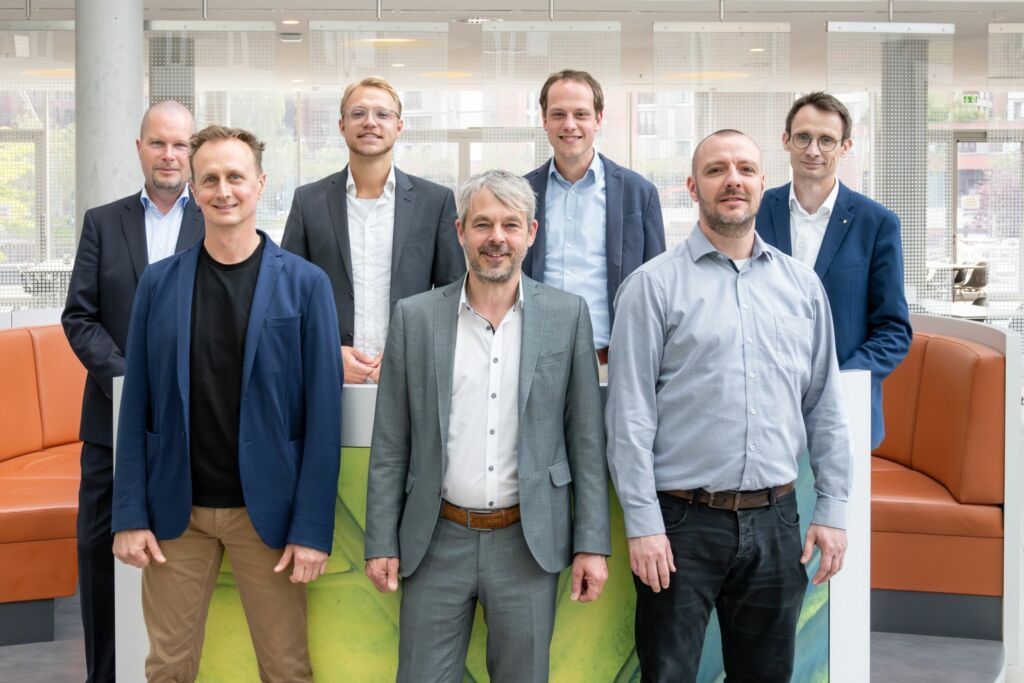 V.l.n.r.: Christoph Gessner (Offen Group), Benjamin Witt (DNV), Constantin Schwarze (Hamburg Port Authority), Hinrich Brumm (Sick AG)