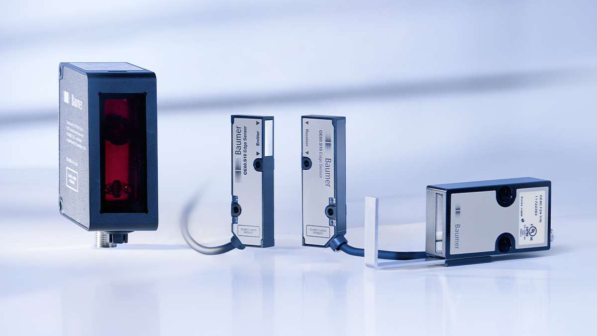 Mit den neuen Kantensensoren OE60, OE40 und den OX-Profilesensoren ermöglicht Baumer eine zuverlässige Kantenmessung mit unterschiedlichem Präzisionslevel und Funktionsprinzip.