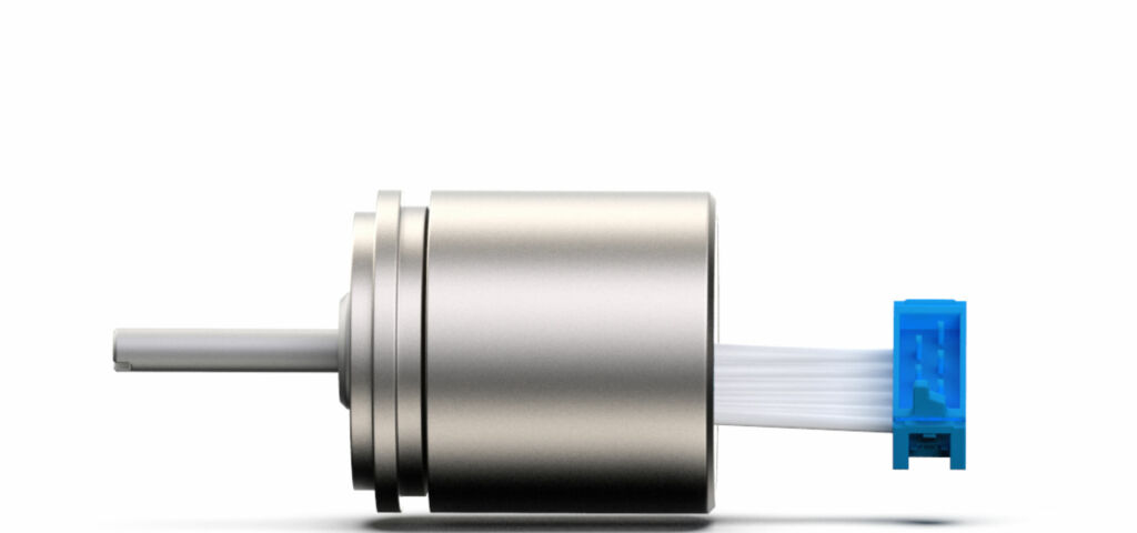 Anwender k&ouml;nnen beim analogen Miniatur-Drehgeber den Drehwinkel selbst programmieren.