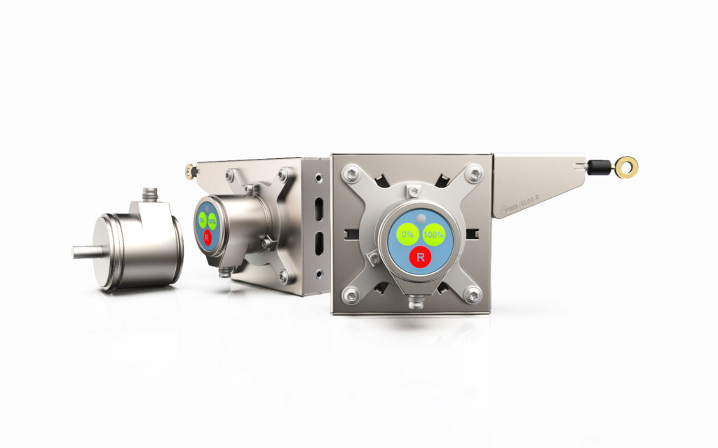 Beim kompakten Seilzugsensor SL00-R ist die Montage eines Drehgebers auf beiden Seiten des Geh&auml;uses m&ouml;glich.