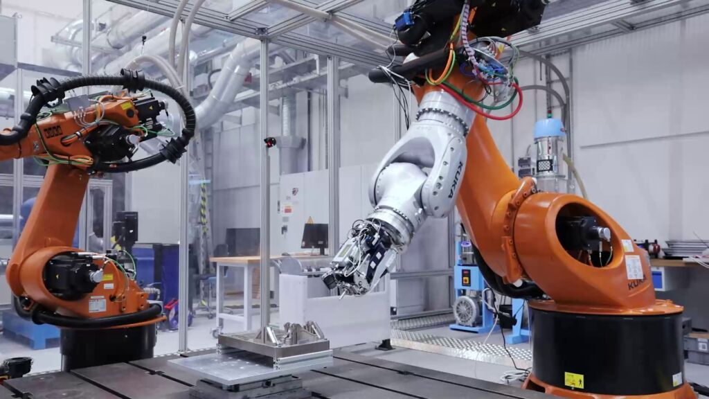 Robotergestützte Messung an 3D-Baujob mittels Messkopf von Imprintec.