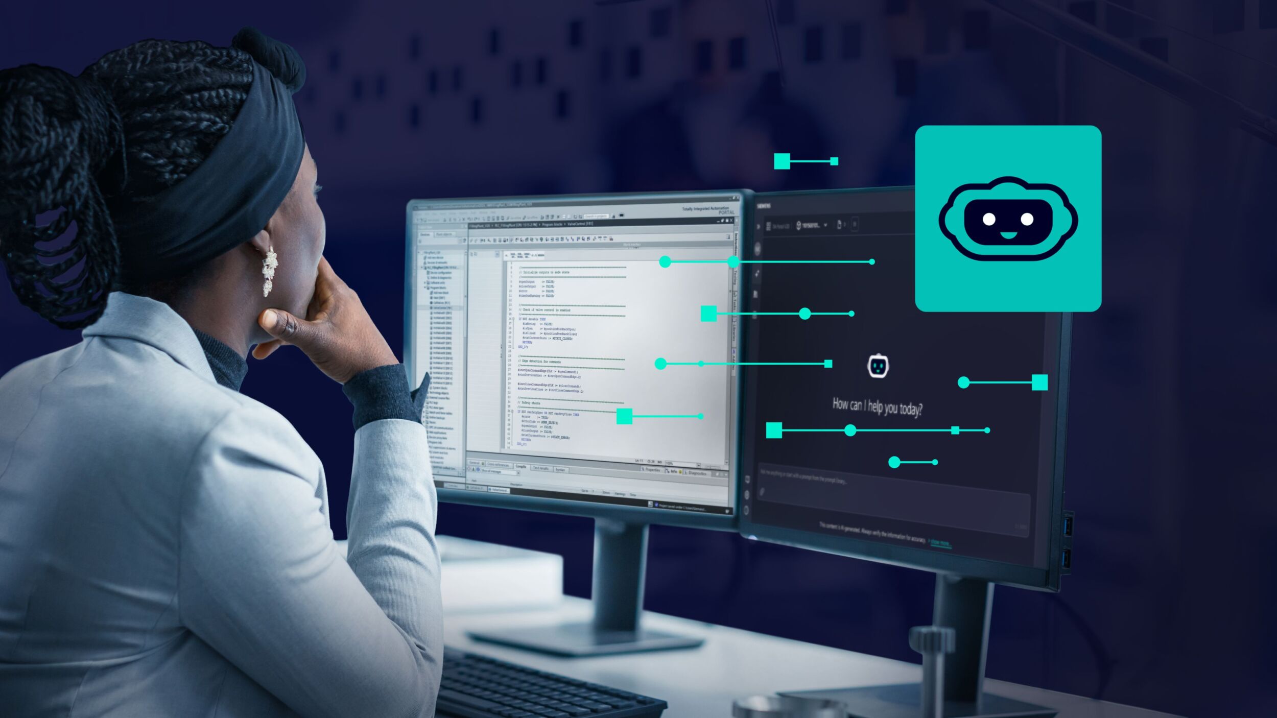 AIEngineeringKeyVisualFemaletwoScreens2026