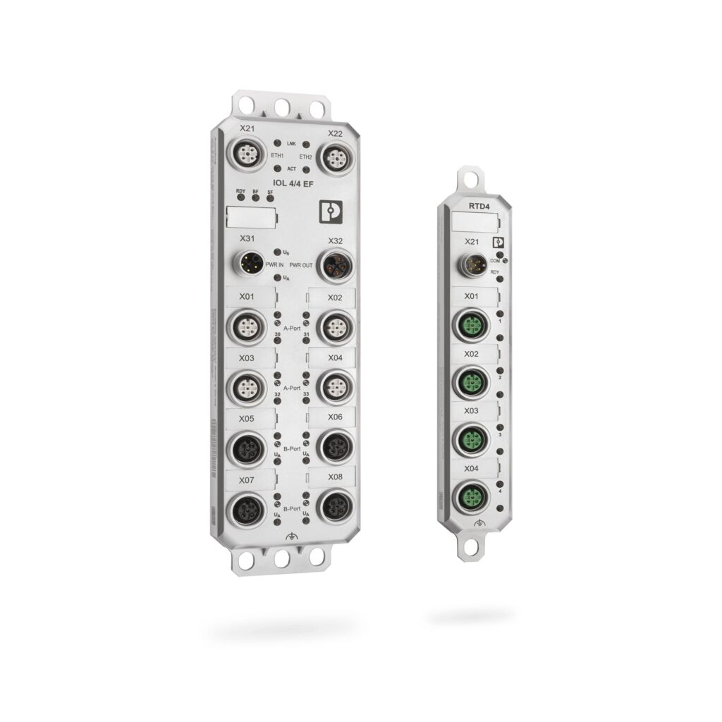 IO-Link-Master und als IO-Link-Device fungierende I/O-Box der Produktfamilie Axioline E