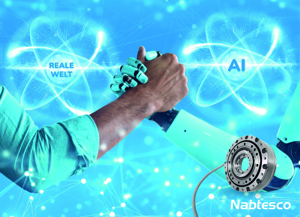 Bei seinem digitalen Getriebe kombiniert Nabtesco hochpräzise, spielfreie Wellgetriebetechnologie mit smarter Sensorik und künstlicher Intelligenz - ganz ohne Baugrößenveränderung.