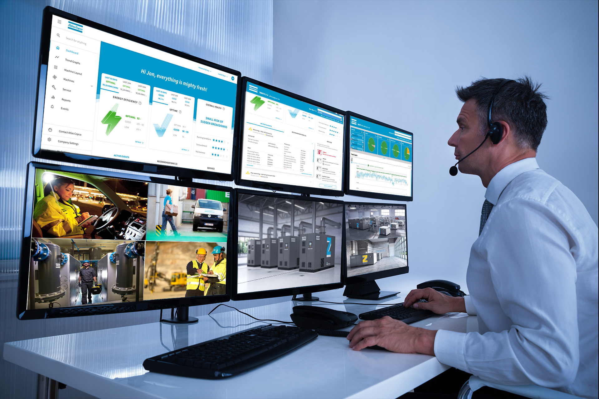 Mit dem Fernüberwachungssystem Smartlink von Atlas Copco haben Anwender einen besseren Überblick über den individuellen Wartungsbedarf, die Verfügbarkeit und den Energieverbrauch ihrer Druckluftsysteme. Die neue Release Smartlink 2.0 stellt alle relevanten Daten auf einen Blick dar.