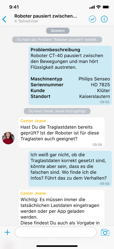 Chatverlauf in der App