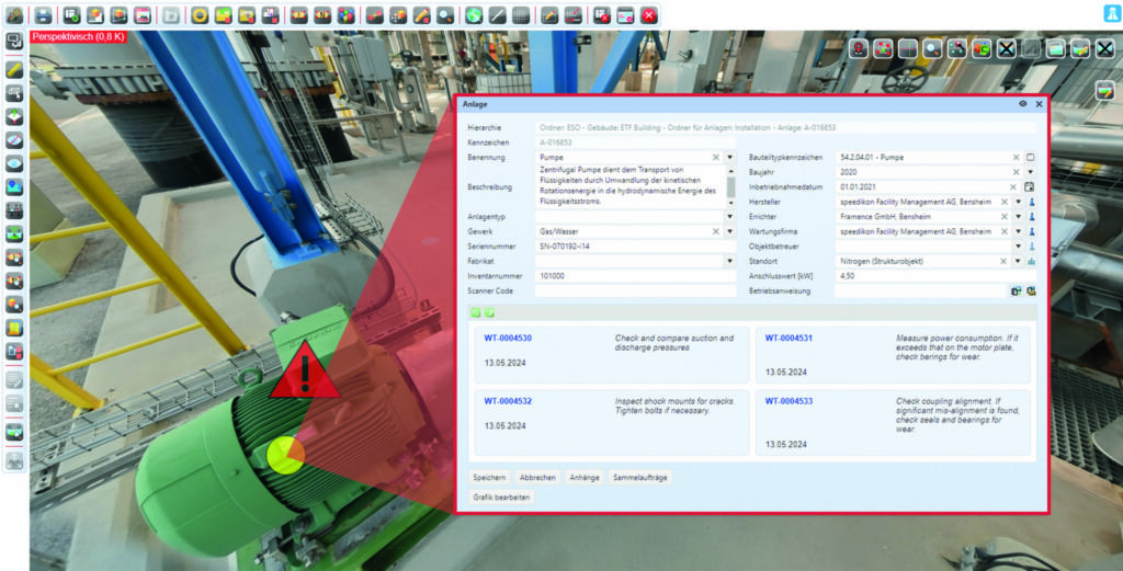 Neben den Instandhaltungsaufgaben lassen sich auch Informationen zur Art der Anlage anzeigen.