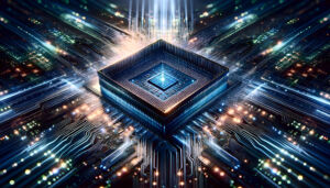 Zukunft der Computertechnik Ein Mikroprozessorchip der mit Tra