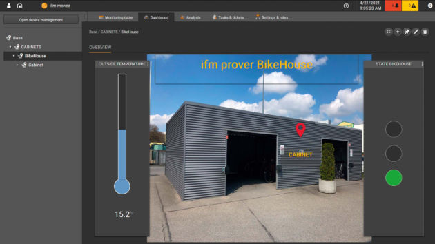 Bild 2 | Das Dashboard zeigt die aktuelle Außentemperatur sowie den Status des BikeHouse an.