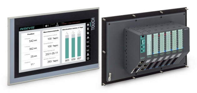 S7-Lösungen aus dem Insevis-Portfolio: Panel mit Peripherie (o.), Panel-HMI (m.) und S7-CPU mit Peripherie (u.)