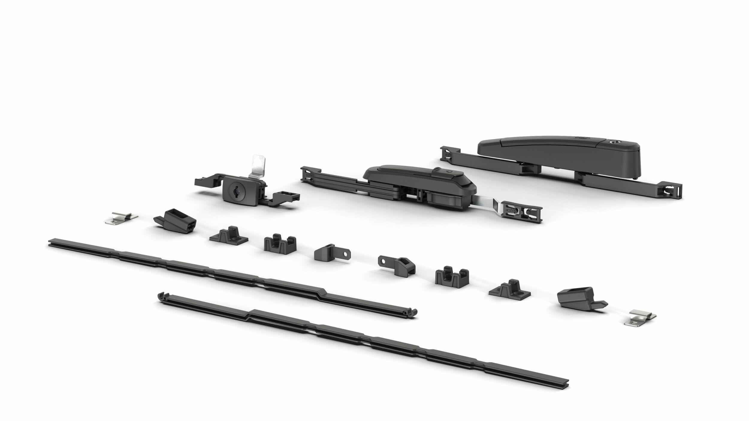 Bild 4 | Das modular aufgebaute Leichtbau-Verschluss-System kann mit einem Schlüsselschild, einem Schwenkgriff sowie einem Hebelgriff kombiniert und innerhalb oder außerhalb der Dichtung eingesetzt werden.