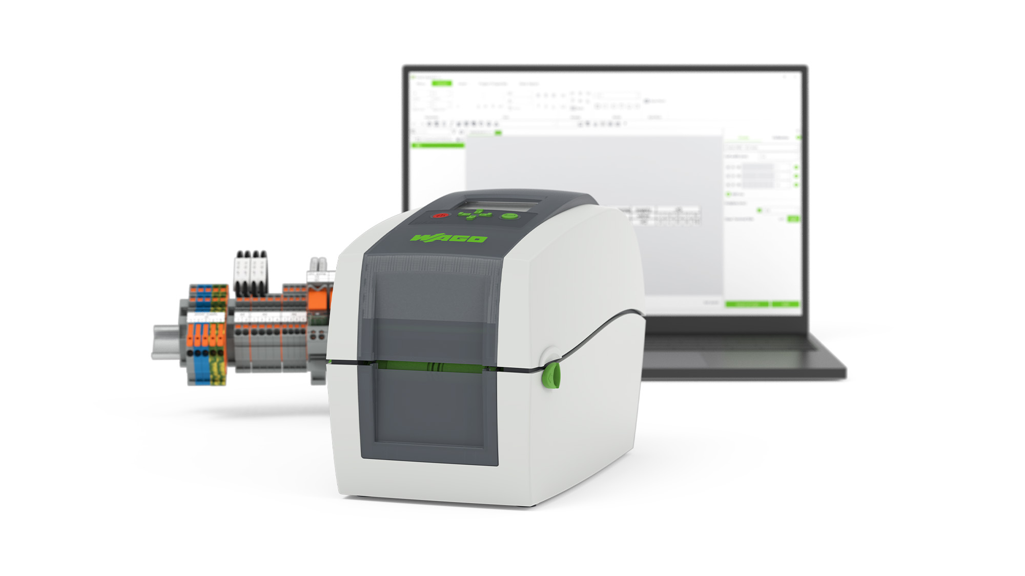 Bild 1: Der Wago Thermotransferdrucker druckt präzise, dauerhaft und einheitlich auf alle benötigten Materialien.