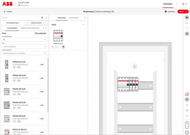 Der ABB Easy Pro Konfigurator erstellt automatisch einen Stromlaufplan.