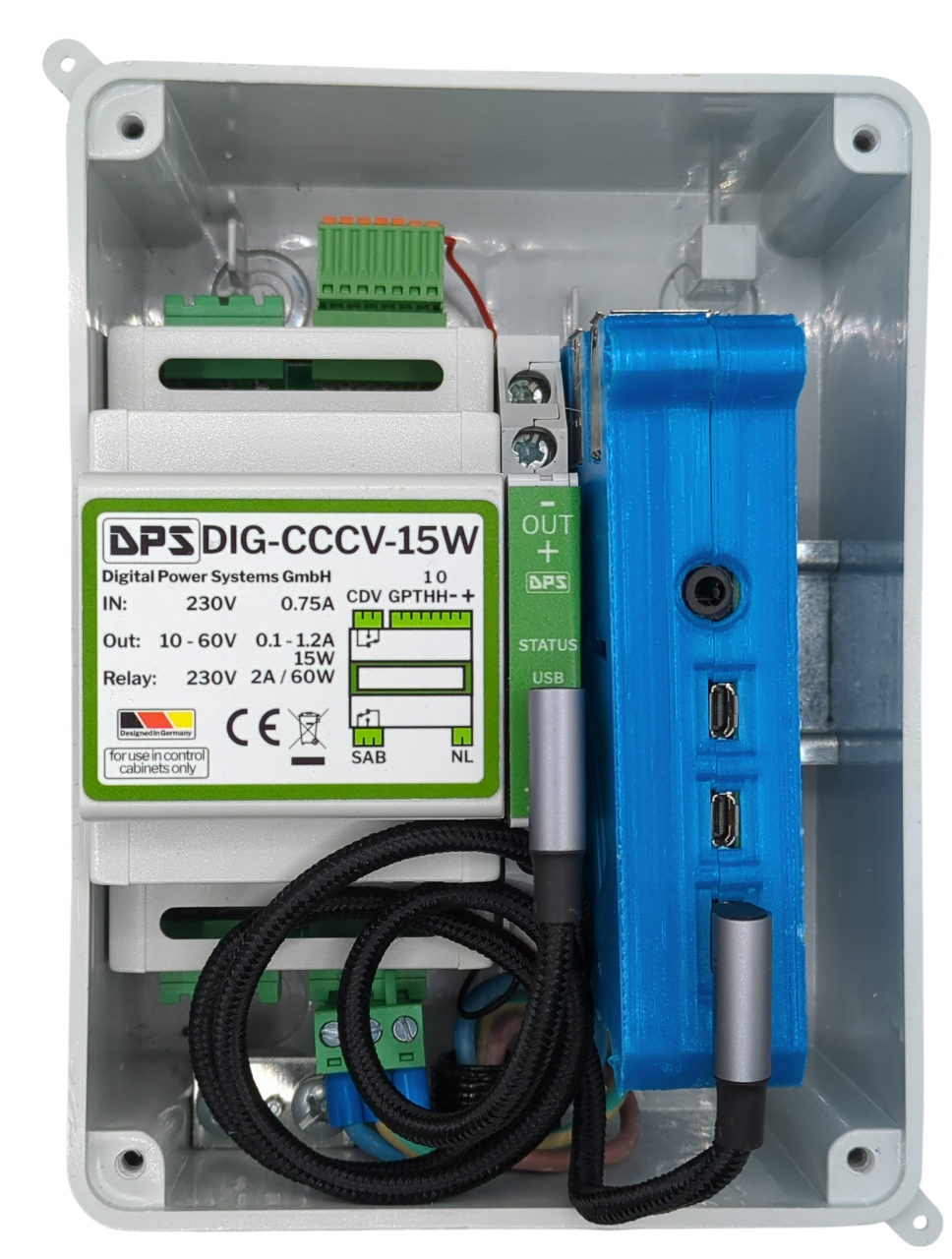 Bild 1 | Demosystem eines USB-C-3A DC/DC-Wanders zum Betrieb eines Rasberry Pi Offgrid Systems.